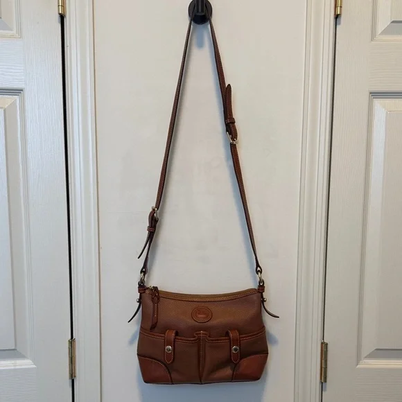 Vintage Dooney & Bourke Pebble Leather Satchel Shoulder Bag with Pockets - Picture 2 of 16